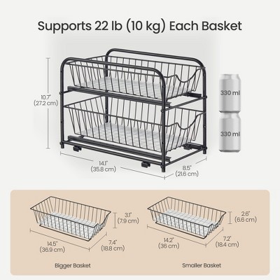 LEDREM 2-Tier Under Sink Organizer, Bathroom Kitchen Storage, 2 Sliding Baskets, Stackable, Black — фото 4