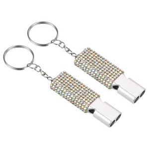 Unique Bargains Outdoor Camping Hiking Fishing Rescue Signaling Alloy Keychain Whistles 2 Pcs - 1 of 3