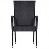 vidaXL Garden Dining Set Black PE rattan, powder-coated steel, glass - 4 of 4