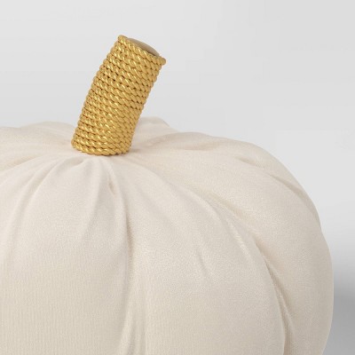 Cream Velvet Pumpkin Shaped Throw Pillow