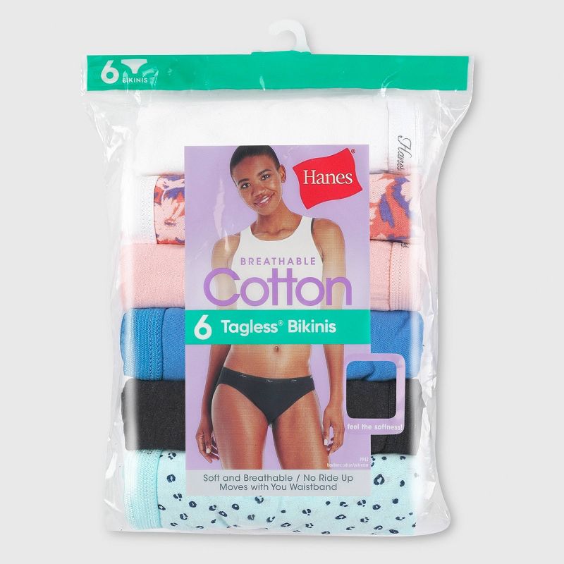 Hanes Women's Core Cotton Bikini Underwear Panties 6pk - Colors and Pattern May Vary, 2 of 5