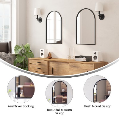 Mila Black Metal Arched Wall Mirror 20x30