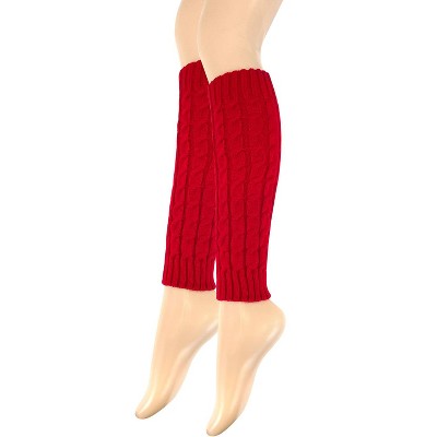 Wrapables Women's Cable Knit Leg Warmers, Red - image 2