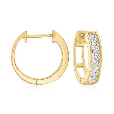 Ross-Simons 0.75 ct. t.w. Diamond Huggie Hoop Earrings in 14kt Yellow Gold