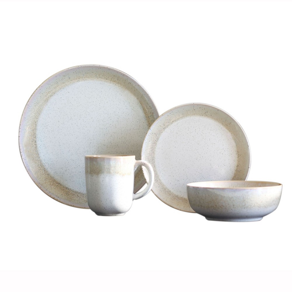 Baum Bros.16pc Stoneware Marina Dinnerware Set Beige/White Baum Bros ...