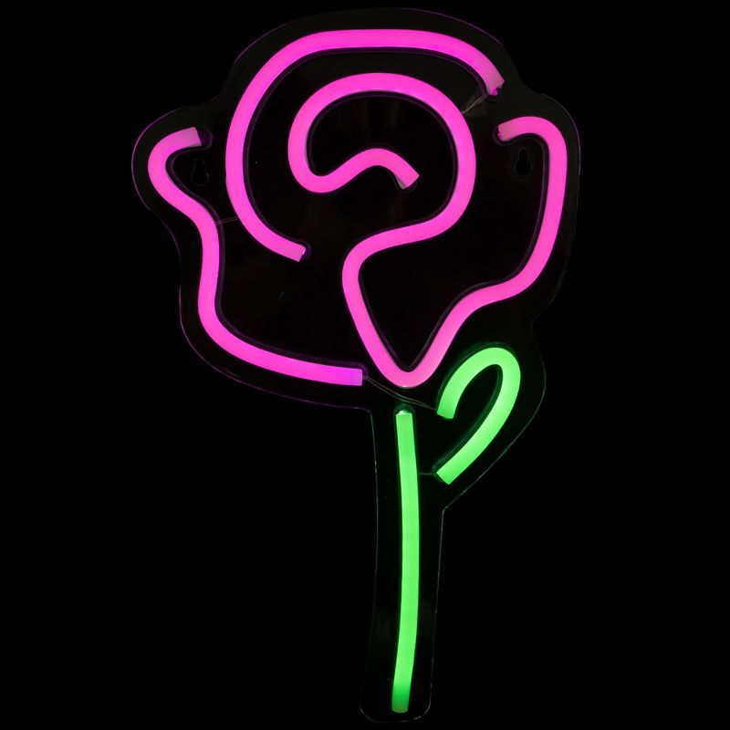 Northlight 15" LED Neon Style Rose Wall Sign, 3 of 5