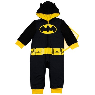 Dc Comics Justice League Batman Toddler Boys Fleece Zip Up Pajama Coverall And Cape Batman Black 4t Target