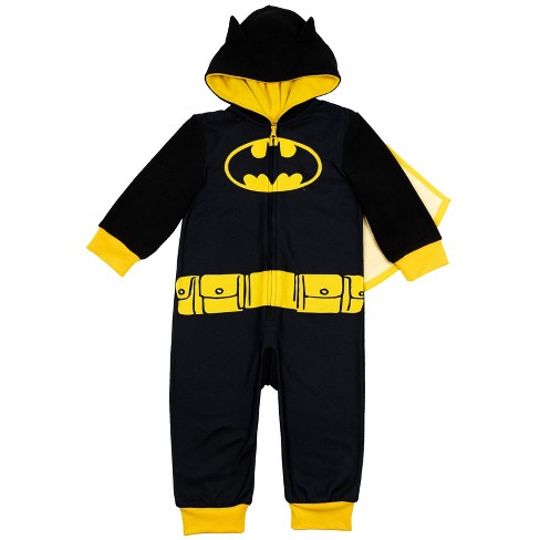 Dc Comics Justice League Batman Toddler Boys Fleece Onesie Pajama Coveralls  Cape Batman Black 4t : Target