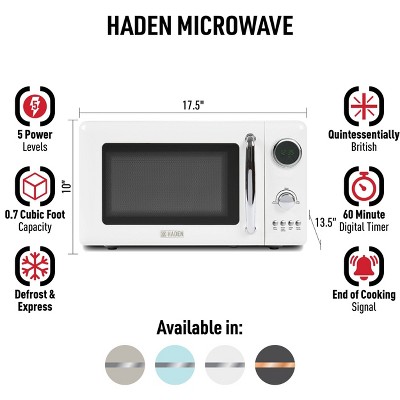 Ivory Stainless Steel Compact Countertop Microwave Oven