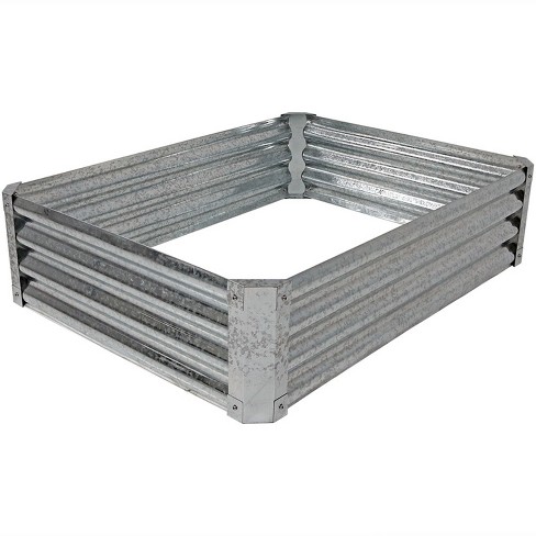 Sunnydaze Outdoor Lawn And Garden Galvanized Steel Rectangle Raised ...