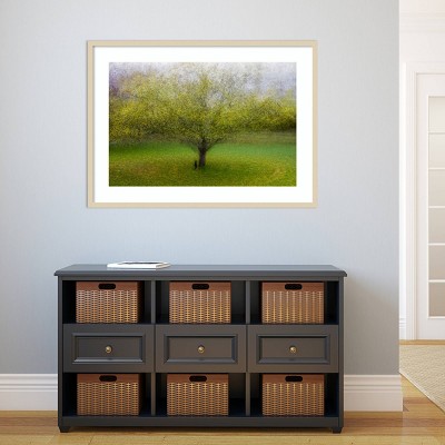 41" x 30" Natural Wood Framed Impressionist Cat and Tree Print