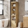 Narrow Bathroom Cabinet, 70" H Tall Slim Storage Cabinet with Glass Door and Open Shelves - 3 of 4