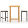 vidaXL 3 Piece Patio Bar Set, Weather-Resistant Outdoor Furniture with Cushions, Easy Assembly, Versatile Use, Comfortable, Brown - 2 of 4