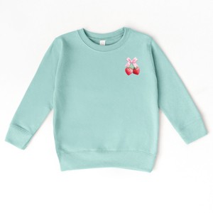 The Juniper Shop Coquette Strawberry Watercolor Toddler Sweatshirt - 5/6T - Seafoam - 1 of 3