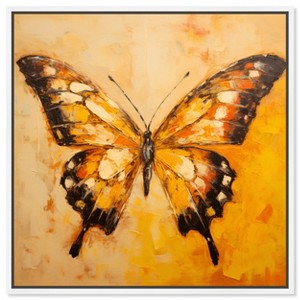 Art Remedy Golden Ochre Butterfly Elegant Butterfly Wall Art Framed - 1 of 4