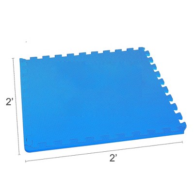 Blue 24 Square Feet EVA Foam Interlocking Exercise Mat Tiles