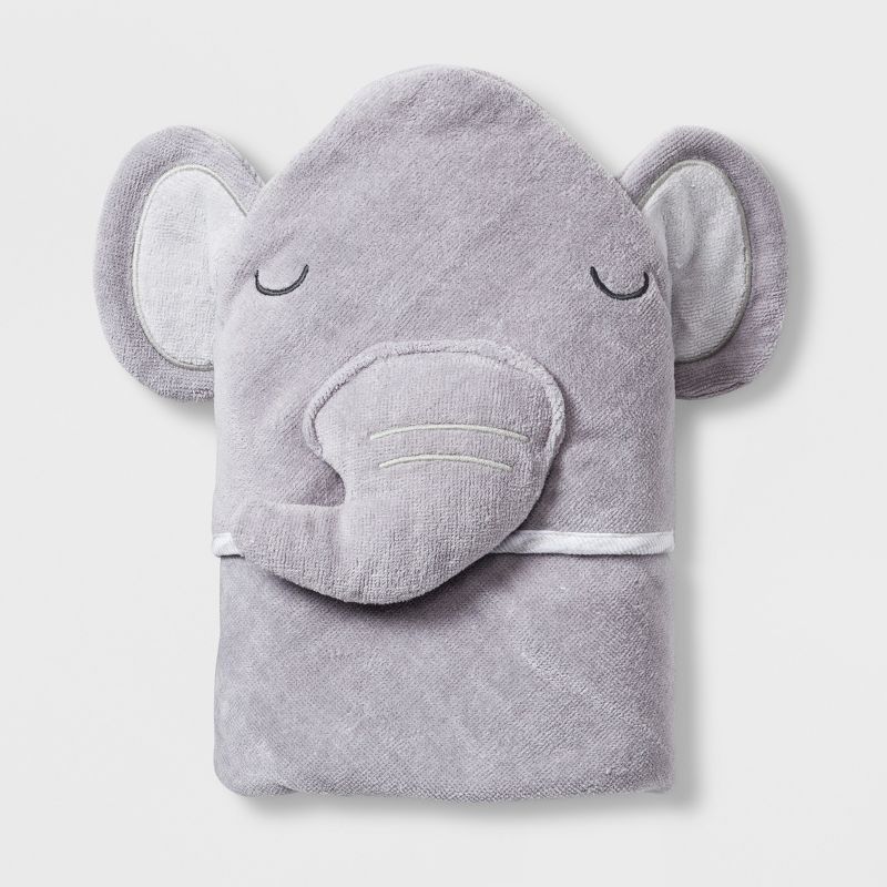 Baby Elephant Hooded Towel - Cloud Island&#8482; Gray, 5 of 9