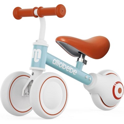 Allobebe Baby Balance Bike for Ages 1-3 – Adjustable Seat, Silent & Soft 3-Wheel Ride On, Green Brown