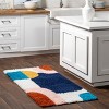 Nuloom Ellyn Abstract 2x6 Runner Shag Indoor Area Rug for Living Room Bedroom Dining Room Nursery Entryway Hallway, Blue/Ivory - 2 of 4