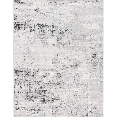 Leipzig Abstract Gray Synthetic 9'x12' Low Pile Area Rug