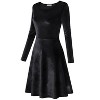 WhizMax Women's Scoop Neck Wrist Sleeve Length Dress Solid Slim Flowy Swing A-Line Velvet Cocktail Party Dress - image 3 of 4