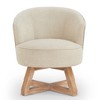 Lyngins Modern Upholstered Small Swivel Chair with Cross-Shaped Wooden Base,Accent Club Chair for Living Room,Bedroom - 2 of 4