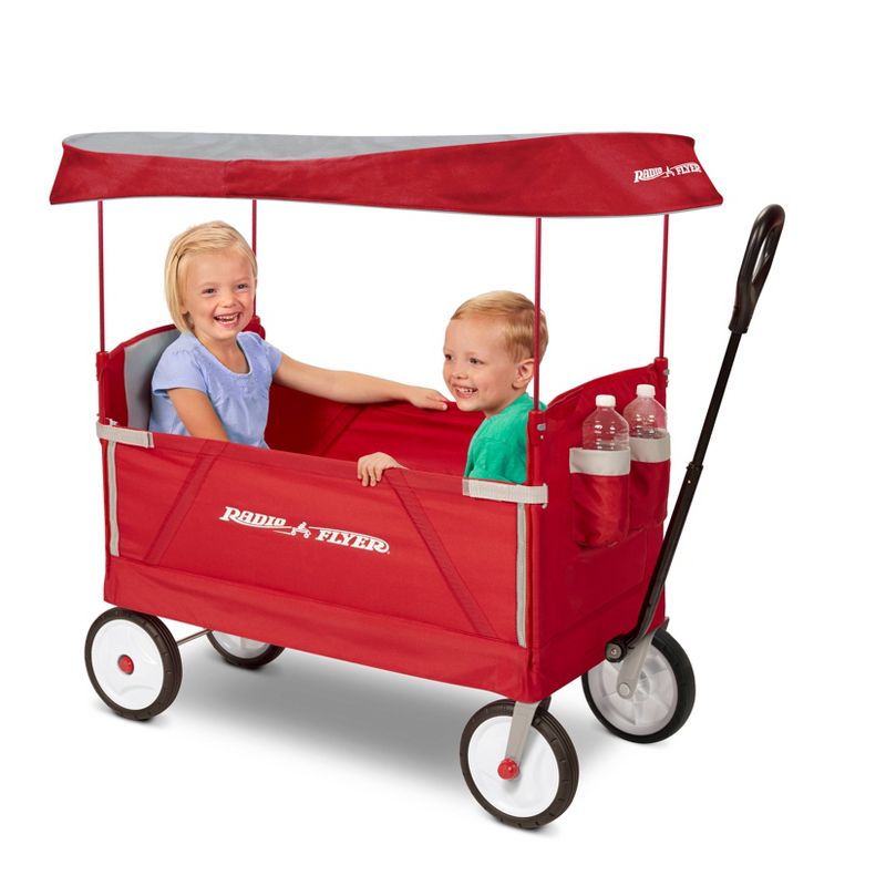 Radio Flyer 3 in 1 EZ Fold Wagon with Canopy - Red, 3 of 15