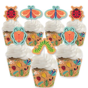 Big Dot of Happiness Buggin' Out - Cupcake Decoration - Bugs Birthday Party Cupcake Wrappers and Treat Picks Kit - Set of 24 - 1 of 4