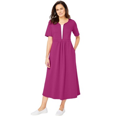 Woman Within Plus Size Layered Knit Empire Dress