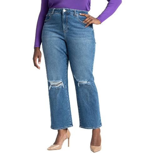 Eloquii Women's Plus Size The Naomi Comfort Stretch Straight Jean - 24 ...
