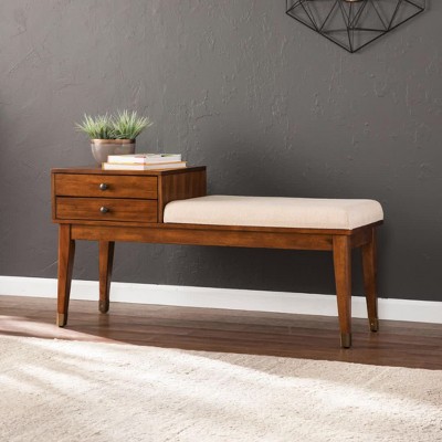 Brittany Mid Century Modern Entryway Bench Walnut - Novogratz : Target