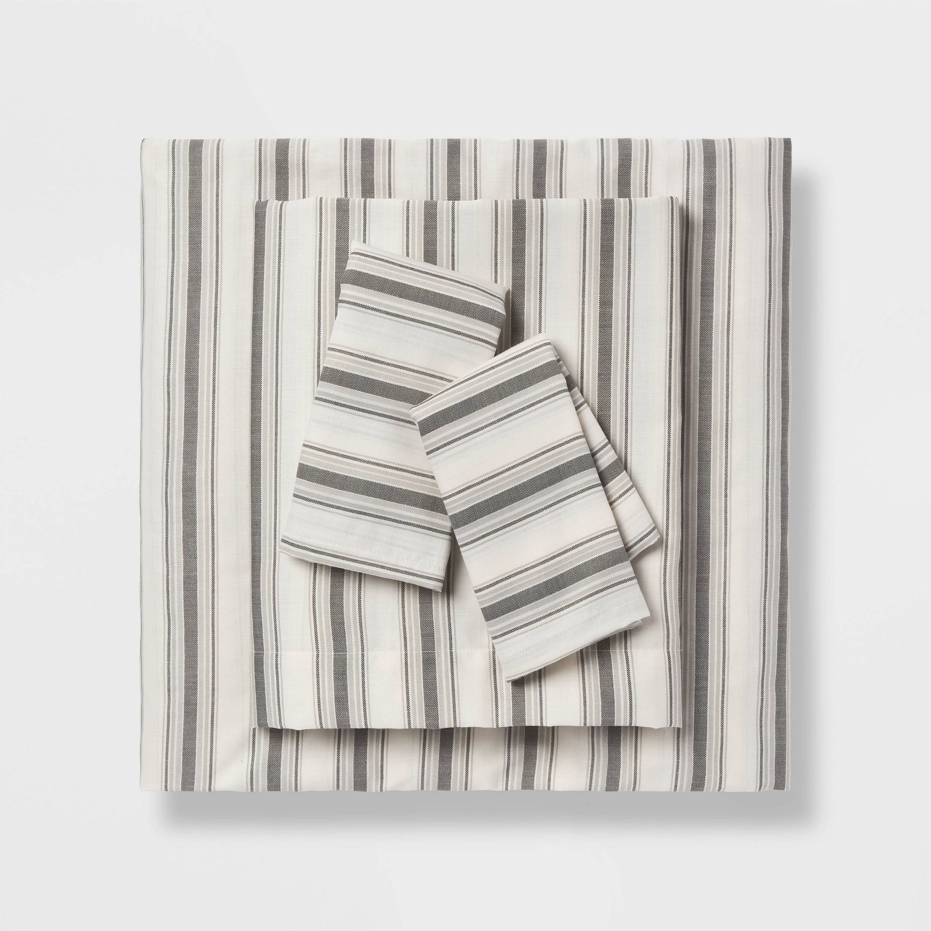 Twin/Twin XL Cotton Blend Sateen Sheet Set Gray Textured Stripe - Room Essentials™