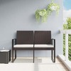 vidaXL Outdoor Bench 2-Seater Bench with Cushions for Porch Deck PP Rattan - Brown - 2 of 4