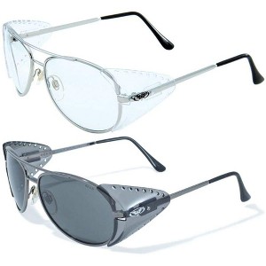 2 Pairs of Global Vision Eyewear Aviator Z87 Safety Motorcycle Glasses with Clear, Smoke Lenses - 1 of 3