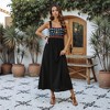 Knit & Lounge Women’s Embroidered Bodice Maxi Dress Wide Straps Relaxed Fit Side Pocket Boho Style - 2 of 4