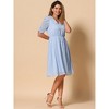 Allegra K Women's Metallic Stars Ruched Sleeve Elastic Waist V Neck A-line Dress - 4 of 4