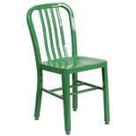 Merrick Lane 18 Inch Green Galvanized Steel Indoor/Outdoor Dining Chair with Slatted Back and Powder Coated Finish
