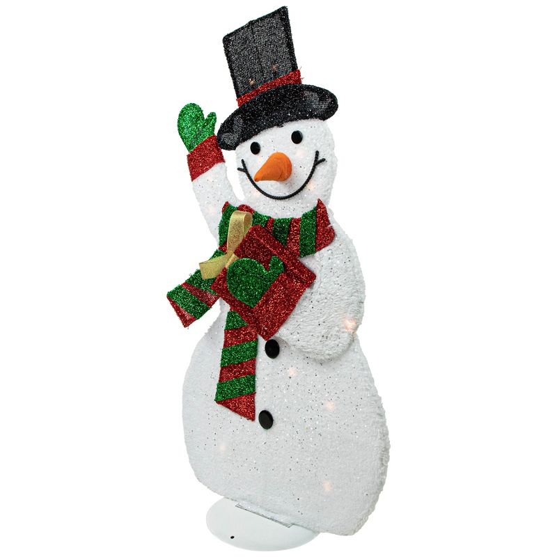 Northlight 32" Lighted Waving Snowman in Striped Scarf Outdoor Christmas Decor, 4 of 8