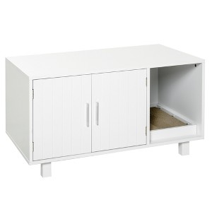 ONWITH Wooden Cat Litter Box Enclosure & House, Kitty Hidden Washroom, with End Table Design - 1 of 4