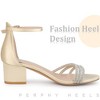Perphy Women's Satin Rhinestone Buckle Ankle Strap Chunky Heel Sandals - 4 of 4