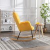 Rocking Chair Soft Velvet Fabric Rocking Chair For Nursery,Comfy Wingback Rocker Chair With Solid Wood Base Indoor Rocking Chair-Maison Boucle - 3 of 4