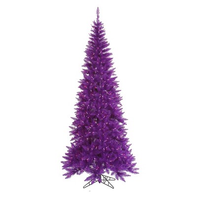 Vickerman 10' Prelit Artificial Christmas Tree Slim Purple Ashley Spruce - Clear/Purple Lights