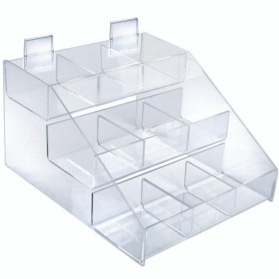 Clear Acrylic Three-Tier Counter Display Rack with Compartments