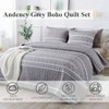 Grey Queen Quilt Set, 3 Pieces, Bohemian Lightweight Microfiber Bedding - 2 of 4