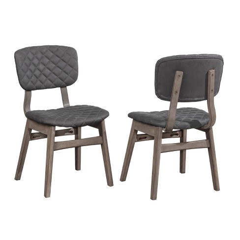 Set Of 2 Alden Bay Modern Diamond Stitch Upholstered Dining Chair Gray Hillsdale Furniture Target