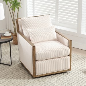 MOONMISS 360 Degree Corduroy Swivel Barrel Chair,Leisure Arm Chair for Nursery,Hotel,Bedroom,Office,Lounge - 1 of 4