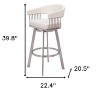HomeRoots 31" White And Silver Faux Leather And Stainless Steel Bar Height Swivel Bar Chair - 3 of 4