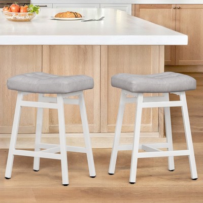Arceso Counter Height Bar Stools Set, Barstools with Thick Faux Leather Saddle Seat & Heavy Duty Metal Legs,24Inch Kitchen Counter Stools