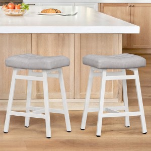Arceso Counter Height Bar Stools Set, Barstools with Thick Faux Leather Saddle Seat & Heavy Duty Metal Legs,24Inch Kitchen Counter Stools - 1 of 4