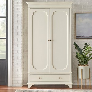 Lifestorey Andrea Modern Farmhouse Wardrobe Milk White : Target